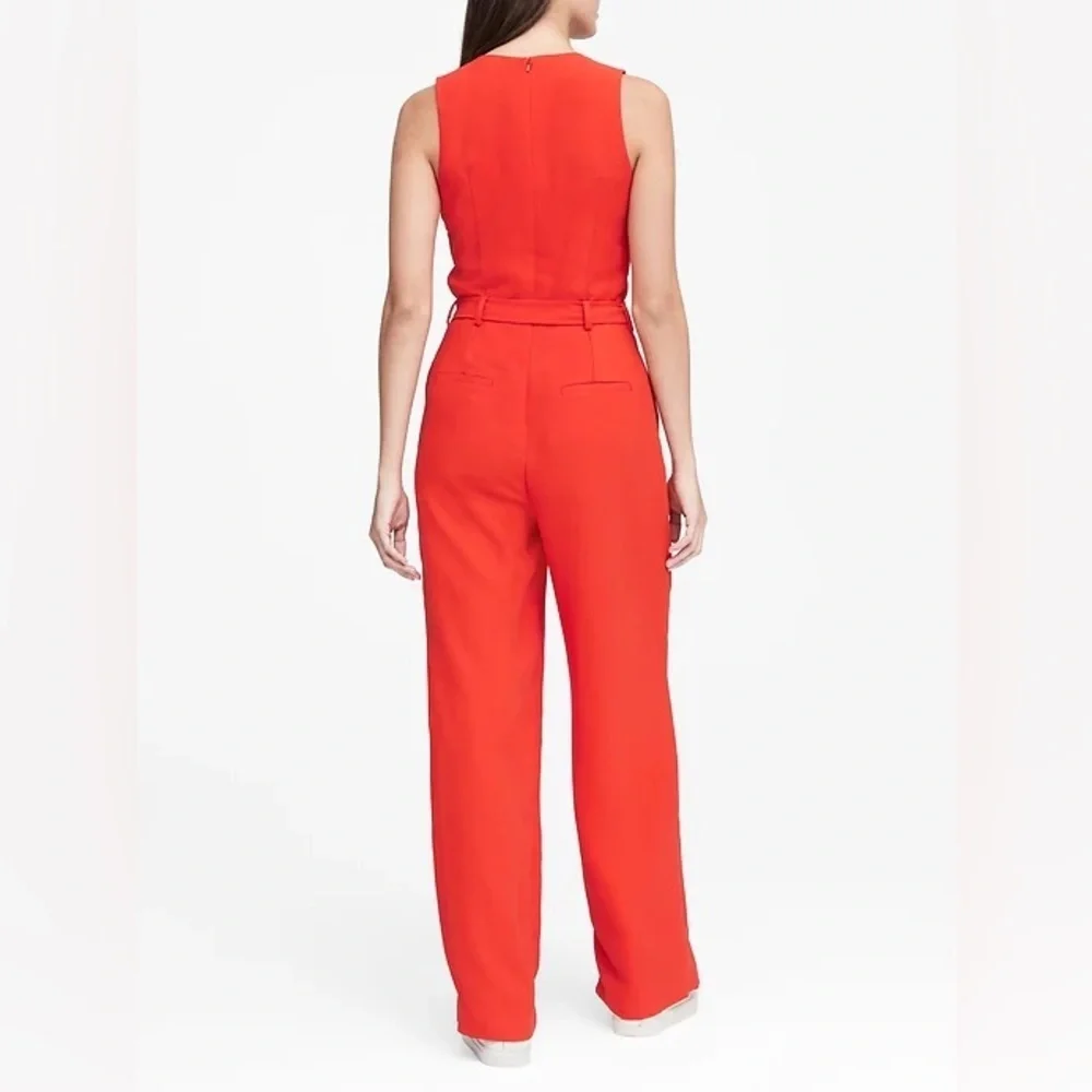 BANANA REPUBLIC V Neck Tie Waist Jumpsuit